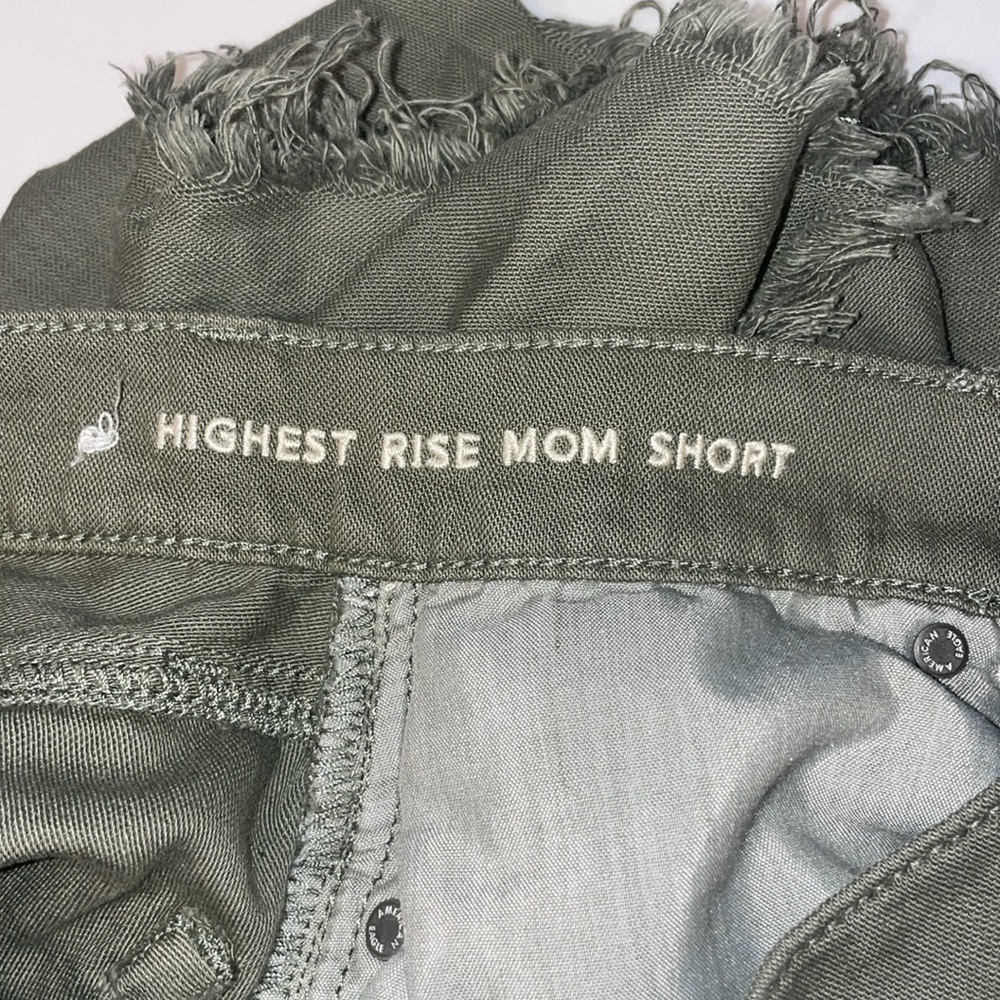 American Eagle Distressed khaki Green Highest Rise Mom Short | 00 - Picture 4 of 10